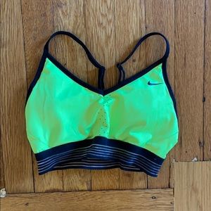 Neon yellow padded Nike sports bra